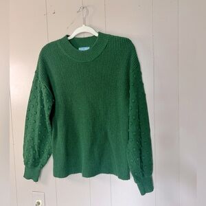 CeCe 3D Polka Dot Sweater Puff Long Sleeve Sz L Green
